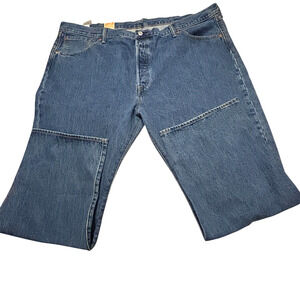 Levis 501 Original Shrink To Fit Jeans Mens 46x30 Blue Button Fly Straight Leg